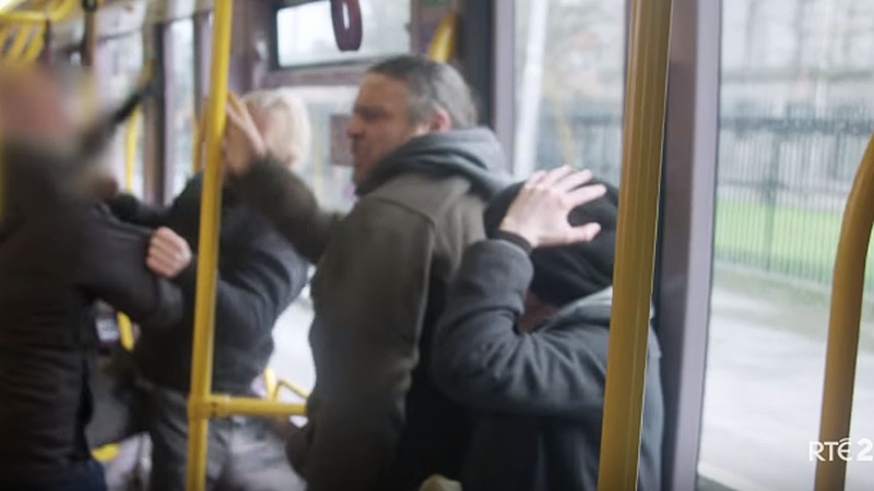 A still taken from a scene of an attack on the LUAS