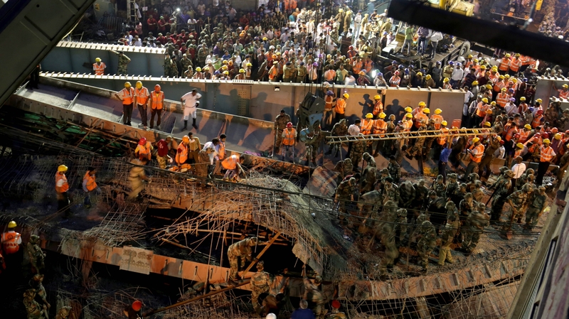 Rescuers worked through the night to locate trapped people