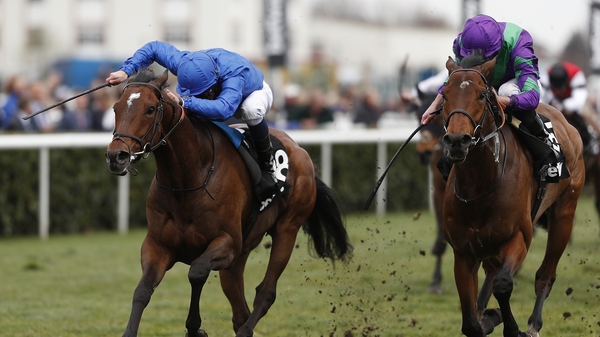 William Buick on Secret Brief (L) took the spring feature at Doncaster