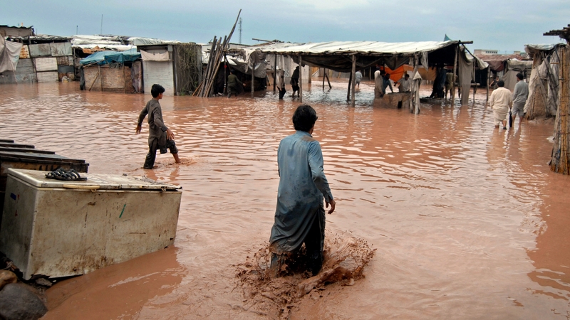 At least 60 people were also injured after heavy rain caused the roofs of dozens of homes to collapse in Pakistan