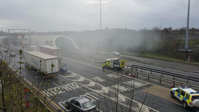 There are unconfirmed reports that a truck has caught fire (Pic: M50 Dublin)