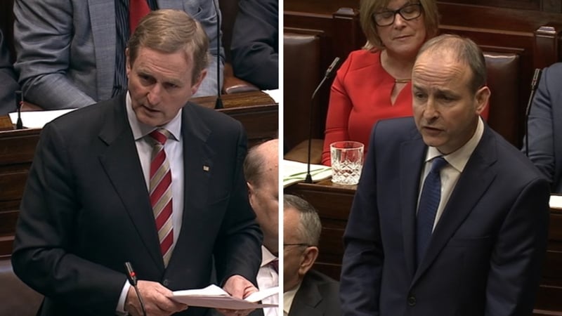 Enda Kenny's Fine Gael and Micheál Martin's Fianna Fáil are on 26%, according to the RED C poll
