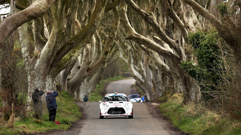 Craig Breen passes through The Dark Hedges in Antrim