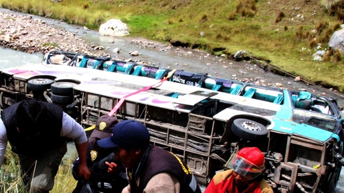 It is thought a truck cut in front of the bus causing it to swerve