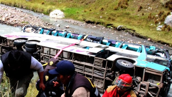 It is thought a truck cut in front of the bus causing it to swerve