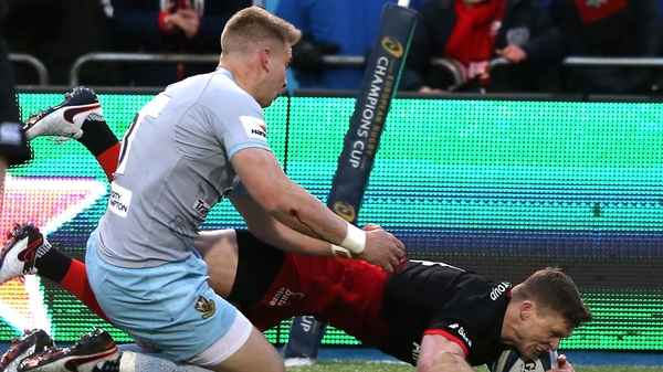 Chris Ashton dives over for a Saracens try a