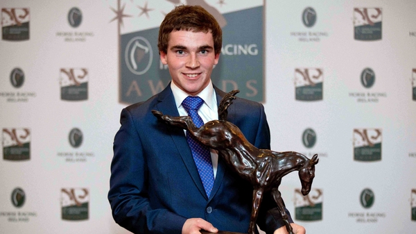 Jonathan Burke with the Outstanding Achievement Award at last year's Horse Racing Ireland awards