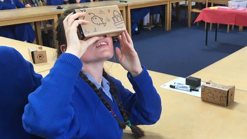 The kit uses a cardboard viewer combined with a smart phone