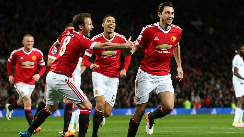Matteo Darmian celebrates his goal against Crystal Palace