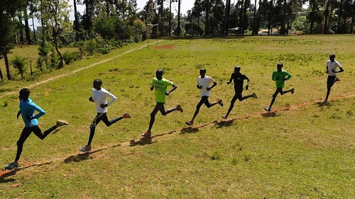 Kenyan athletes training in the Rift Valley