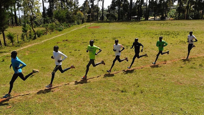 Kenyan athletes training in the Rift Valley