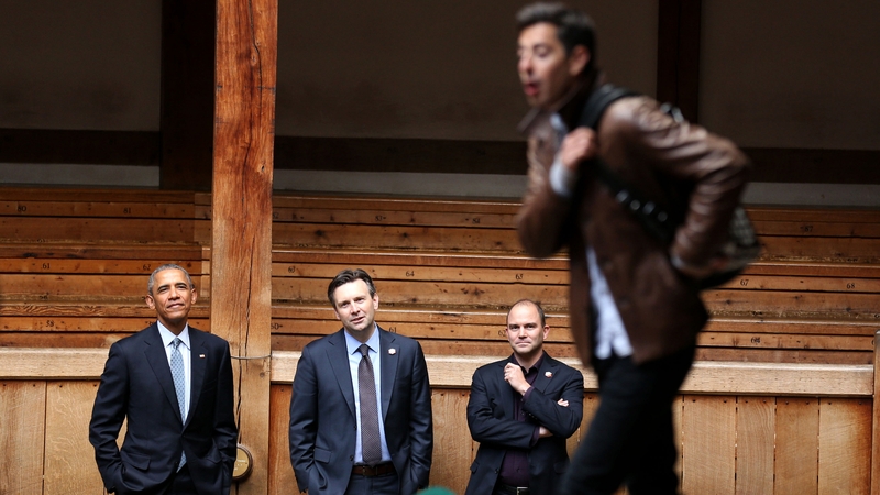 US President Obama visits the Globe theatre today in Southwark, London