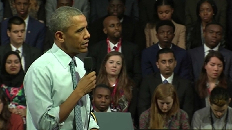 Barack Obama was speaking at a town hall event in London