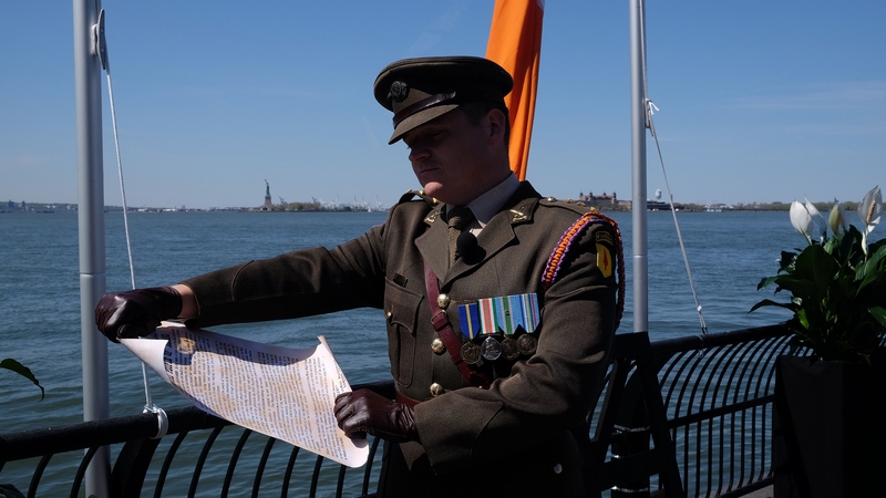 Proclamation of Independence is read during an event to mark the Rising in New York