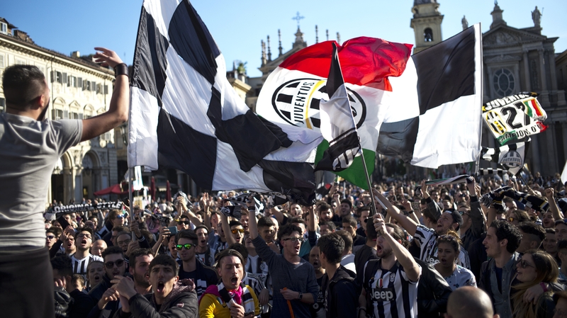 Juventus fans celebrate their fifth successive Serie A crown