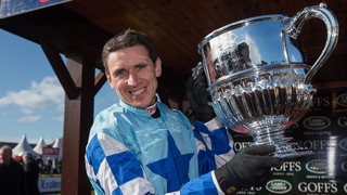 Paddy Brennan celebrates his big-race success at Punchestown on God's Own