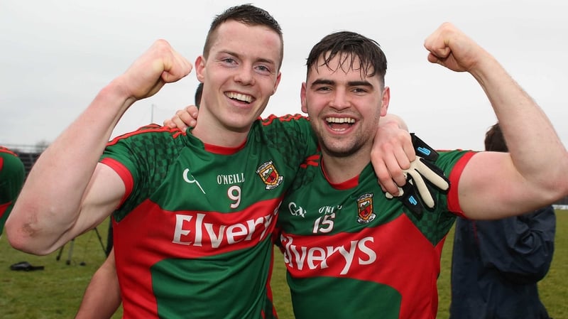 Stephen Coen (L) celebrates with Fionan Duffy