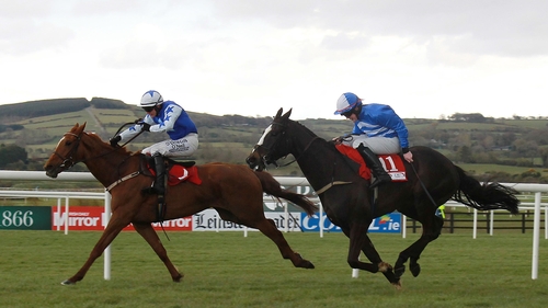 Avant Tout (l) winning at the Punchestown Festival last April