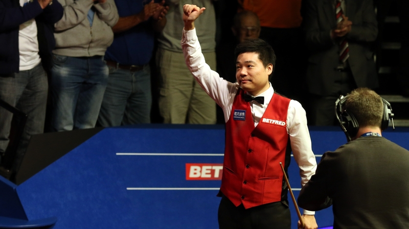 Ding Junhui hit seven century breaks against Alan McManus to reach his first-ever world championship final