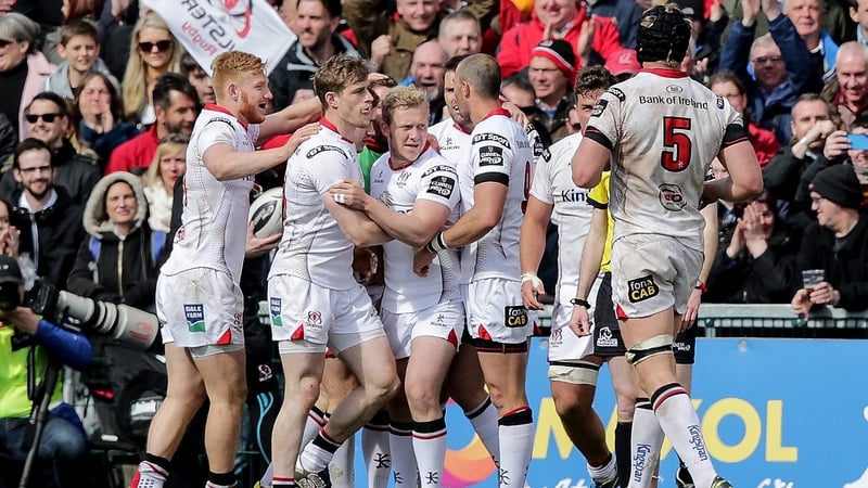 Ulster celebrate Jared Payne's second-half try