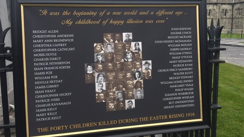 Plaque commemorates the deaths of the 40 children who lost their lives