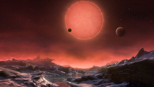 An artist's impression of an imagined view from the surface one of the three planets (Pic: ESO/M Kornmesser)
