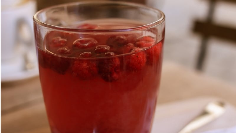 A delicious and fresh compote of raspberries.