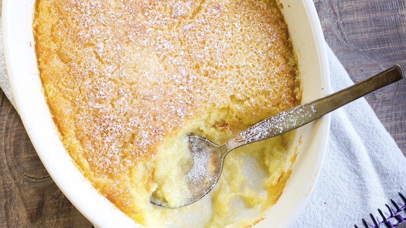 A delicious buttermilk and lemon pudding.