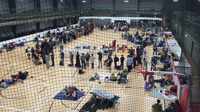 Residents of Fort McMurray take shelter at an evacuation centre set up in neighbouring Anzac