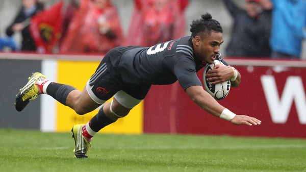 Munster’s Francis Saili scores a try