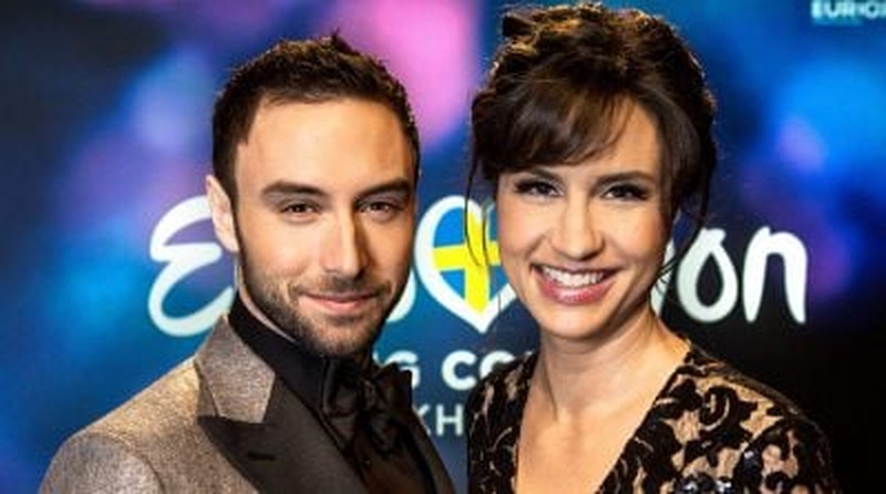 You're so last year! 2015's winning singer Måns Zelmerlöw and Petra Mede are your hosts