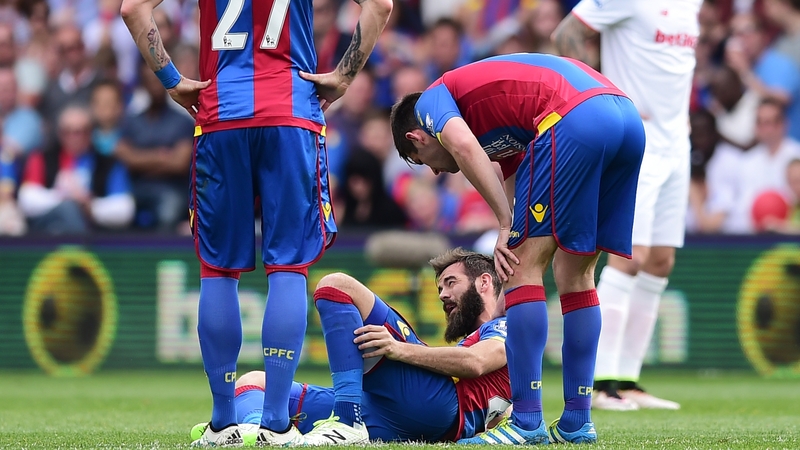 Joe Ledley after breaking his leg on Saturday