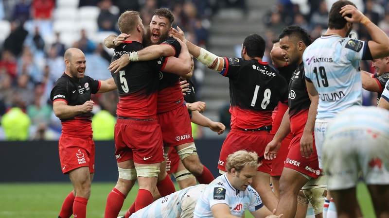 Saracens players celebrate