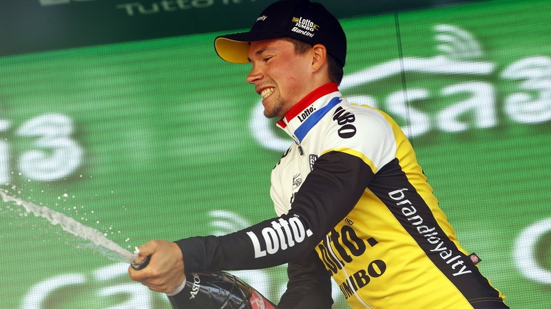 Primoz Roglic celebrates his victory