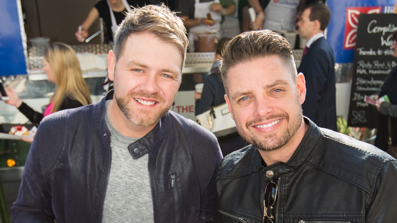 Brian McFadden of Westlife and Keith Duffy of Boyzone