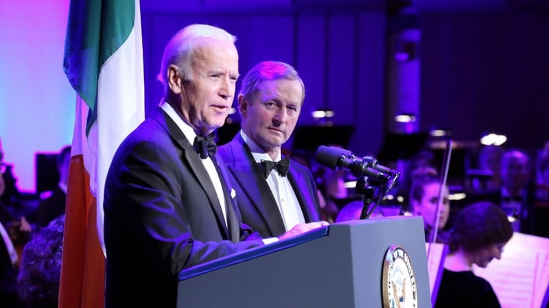 Joe Biden (pictured with Enda Kenny) often speaks of his Irish heritage (Pic: Marty Katz)