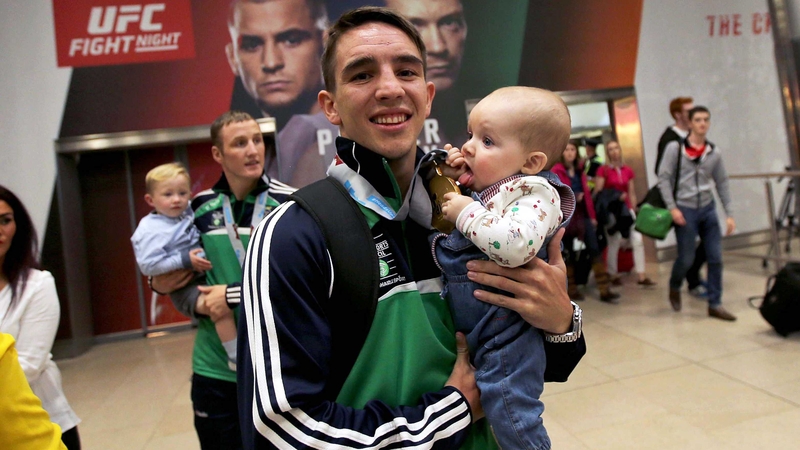 Michael Conlan with his daughter Luisne at the Elite World Championships last year