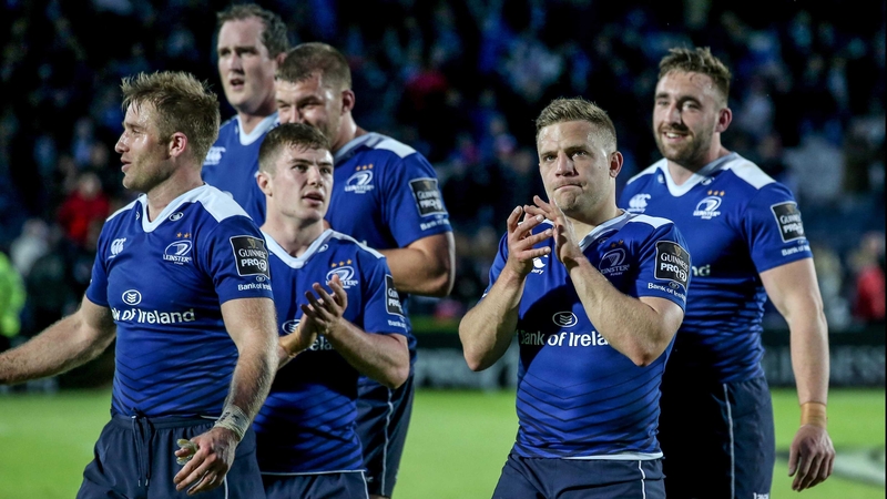 Leinster players acknowledge the RDS faithful after the game