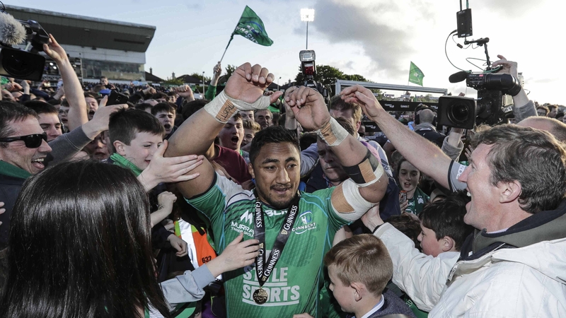 Bundee Aki is surrounded by fans at full-time