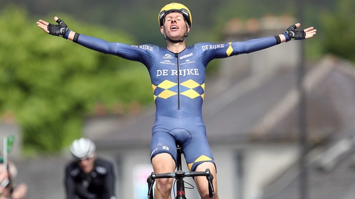 Taco van der Hoom bathes in the glory of his stage win