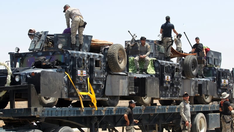 Iraqi forces gathered outside of Falluja ahead of the offensive