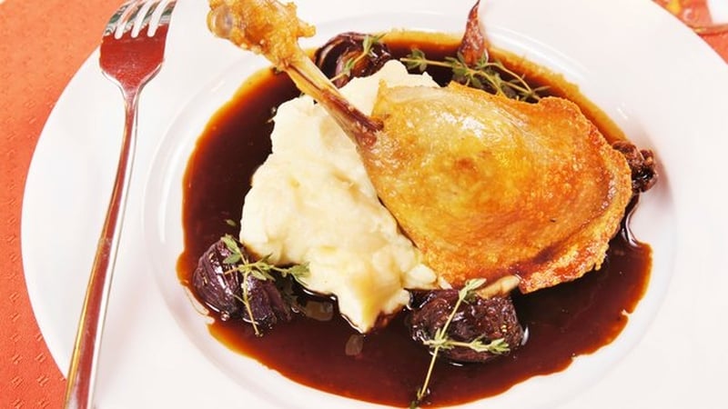 Braised Duck Legs with Pomme Purée