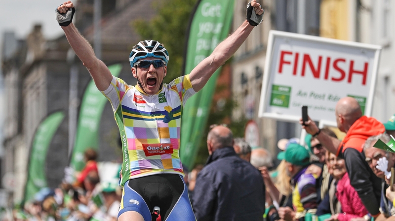 Eoin Morton reacts to winning stage 2 of An Post Rás