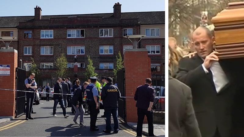 Gareth Hutch, seen here carrying Eddie Hutch's coffin, was killed at the Avondale House flat complex