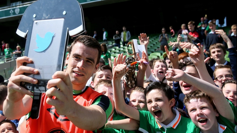 Seamus Coleman in selfie mode at the Aviva