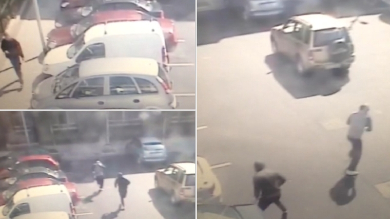CCTV footage shows Gareth Hutch approaching his car before the gunmen strike and flee