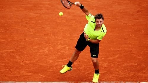Stan Wawrinka serves during his second round win today