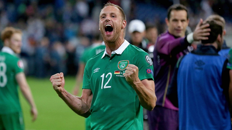 David Meyler celebrates the qualifying victory over Germany