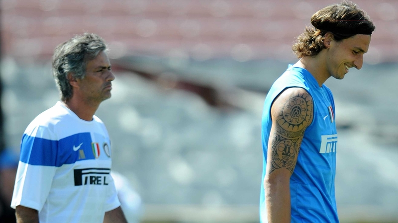 Jose Mourinho (L) and Zlatan Ibrahimovic in their Inter Milan days
