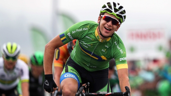 An exhausted Aaron Gate crosses the line